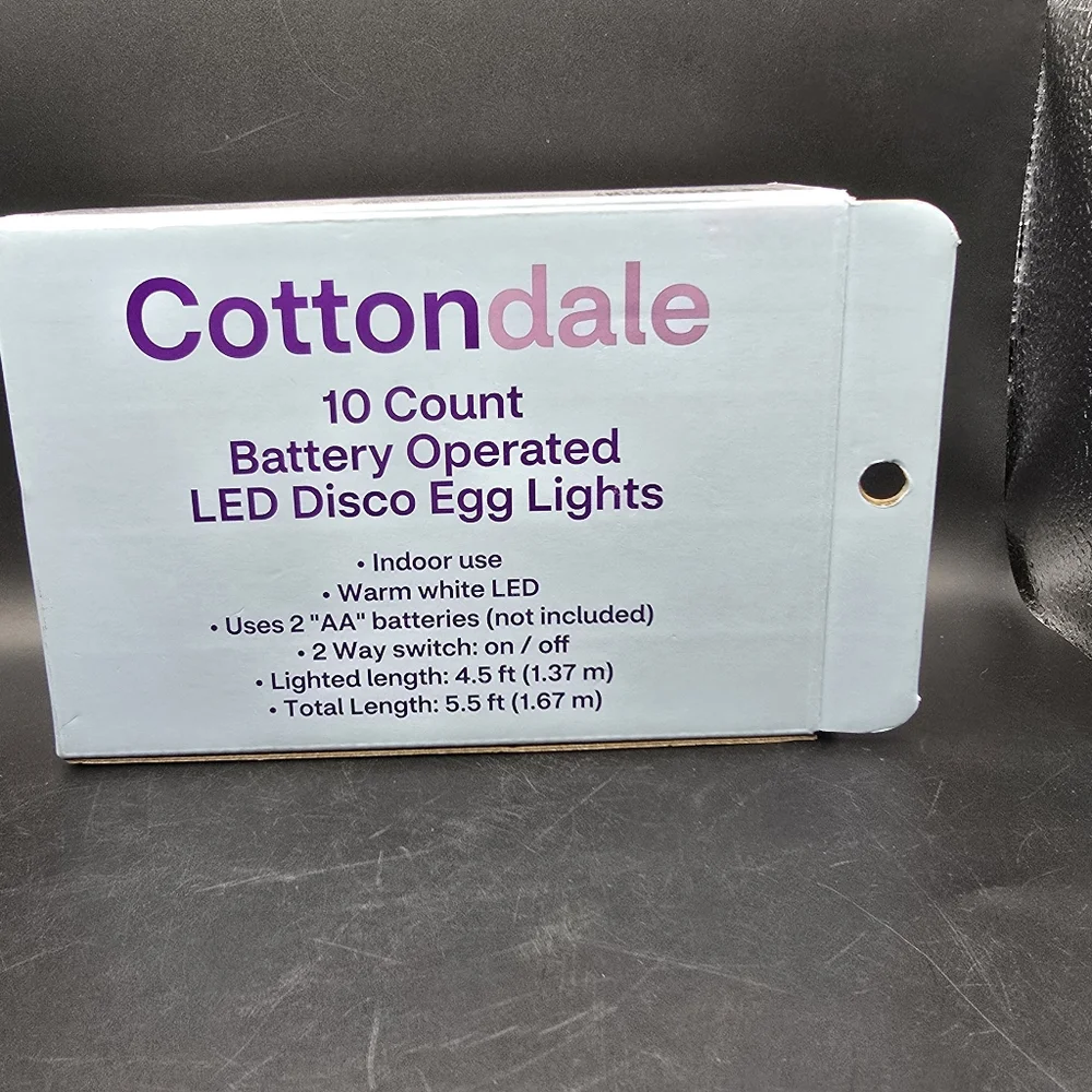 New Cottondale 10-Count Led Disco Egg Lights, Silver, 5.5 Ft Battery Operated